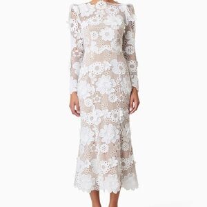 Autumn Long Sleeve Midi Dress In White